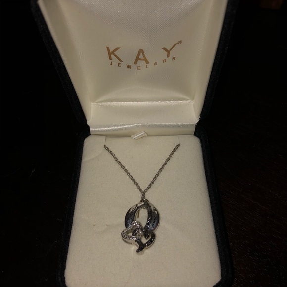 Kay black and white diamond heart necklace - Picture 2 of 3